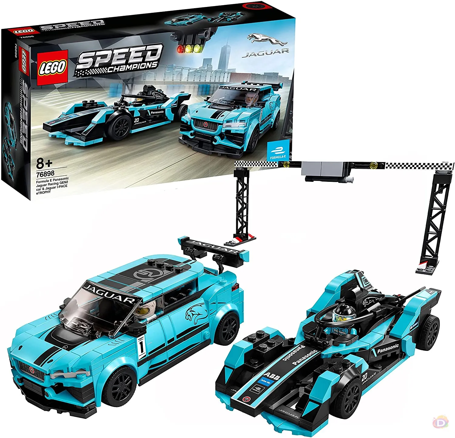 LEGO 76898 Speed ​​Champions Formula E Panasonic Jaguar Racing GEN2 автомобил и Jaguar I-PACE eTROPHY Комплект състезателни коли 1