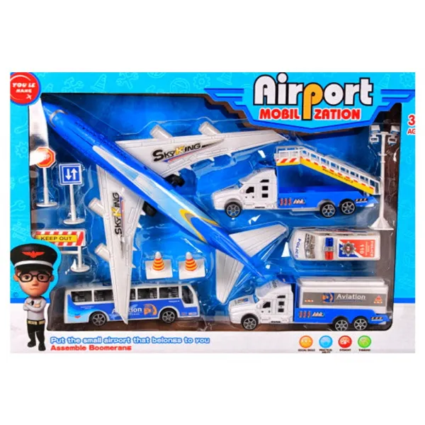Детски комплект летище с колички и самолет  - Код W3845