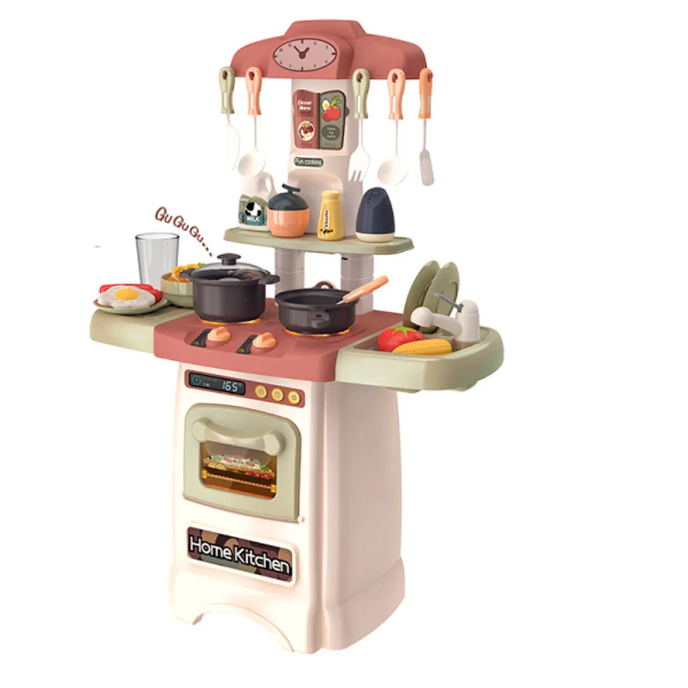 Детска кухня със светещи котлони, реалистични звуци и мивка, 29 аксесоари (62см  - Код W4005