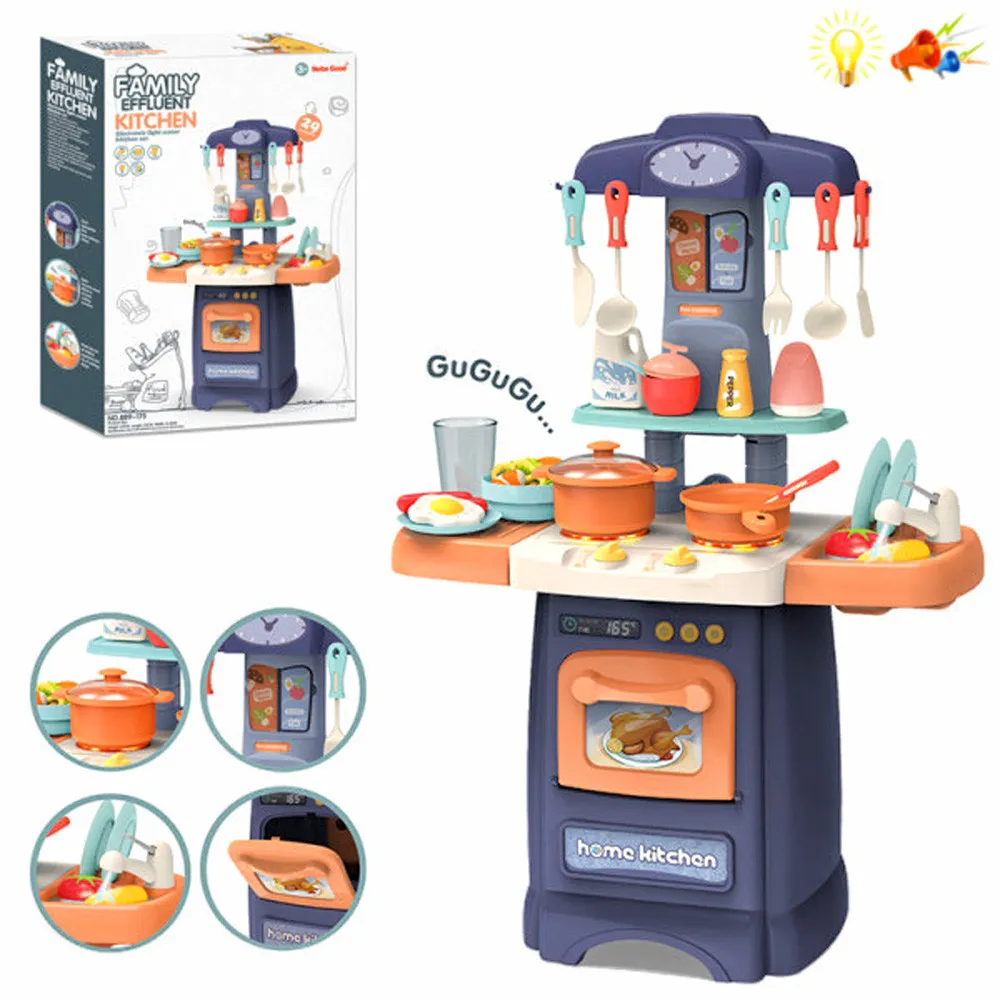 Детска кухня с течаща вода, светещи котлони и реалистични звуци (62см) - Код W4186