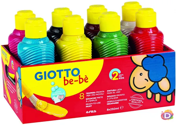 5320-00 Giotto Be-Be  Темперни бои за деца , 8 цвята x 250 ml 1