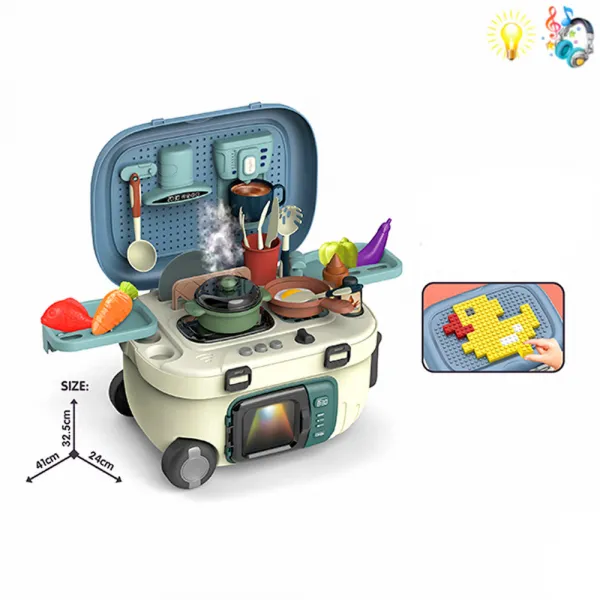 Детска кухня в куфар със звук и светлина 3в1 Код W4377 - Danysgame.com