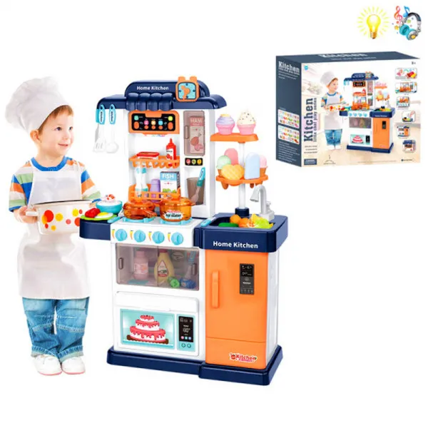 Детска кухня с пара, течаща вода и продукти сменящи цвета си Danysgame - Код W4361