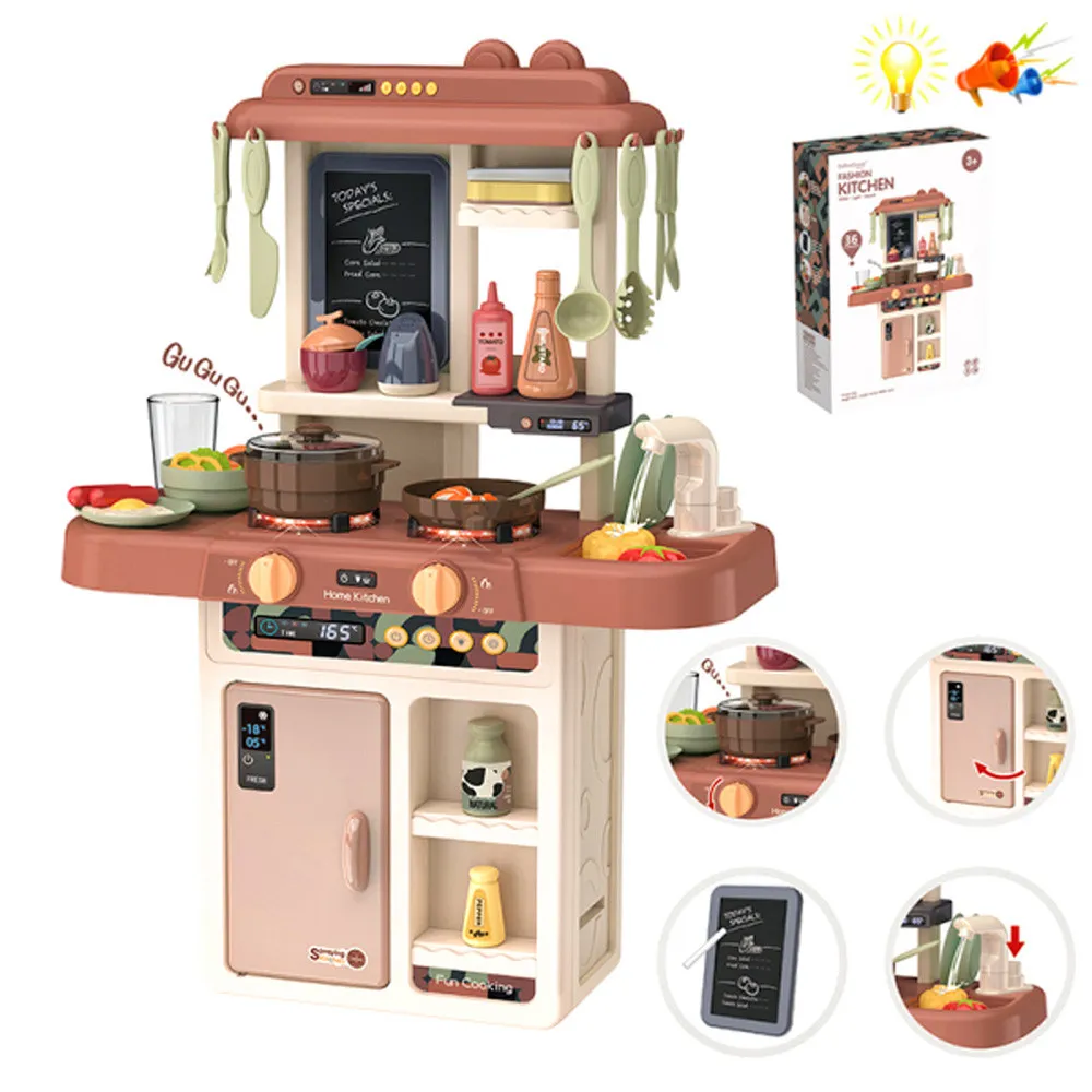 Детска кухня със светещи котлони, реалистични звуци и течаща вода Danysgame - Код W4363