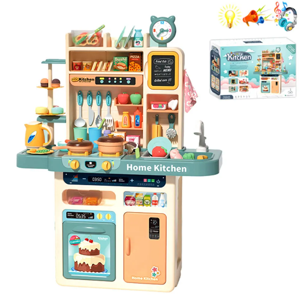 Детска кухня с пара, течаща вода и продукти сменящи цвета си Danysgame - Код W4364