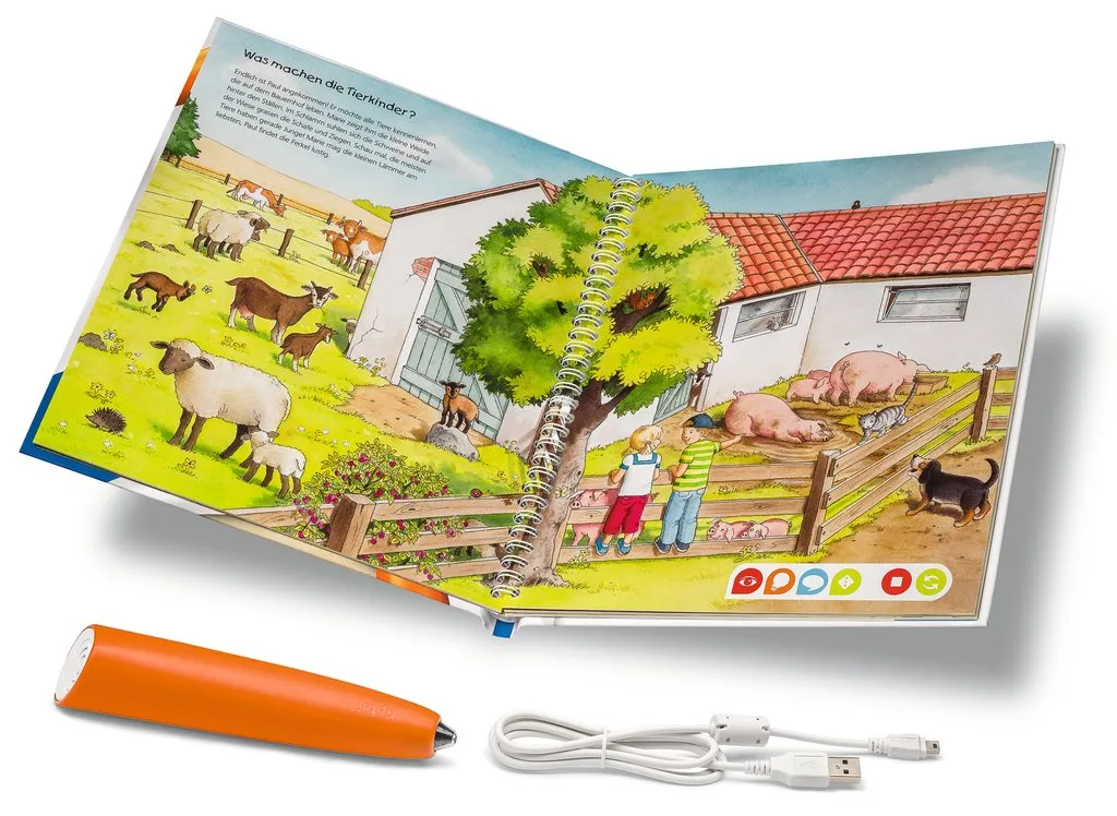 Комплект интерактивна книга Опознай фермата и писалка на немски език 2