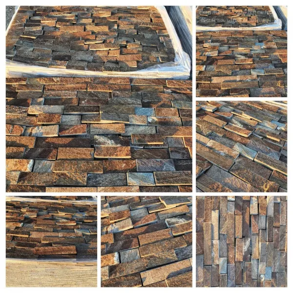 Rusty-brown machine-cut tiles 1