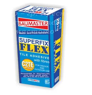 Бяло циментово лепило СуперФикс Флекс C2TE  BAUMASTER 25кг 1