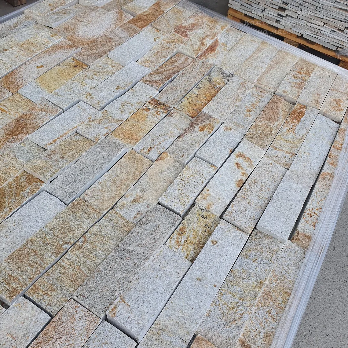 Sandy-gold gneiss machine-cut tiles 5