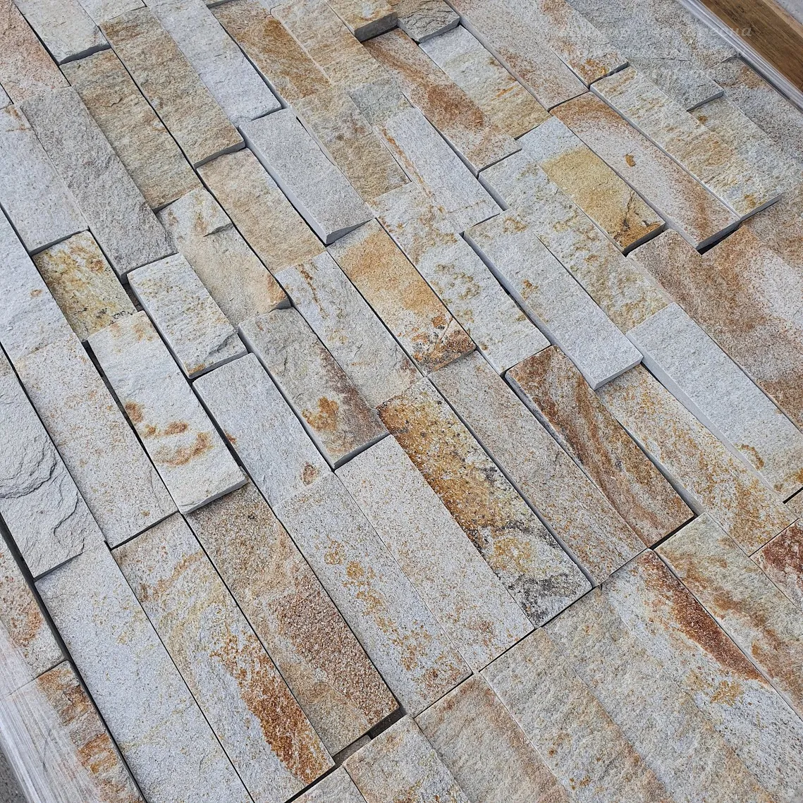 Sandy-gold gneiss machine-cut tiles 9
