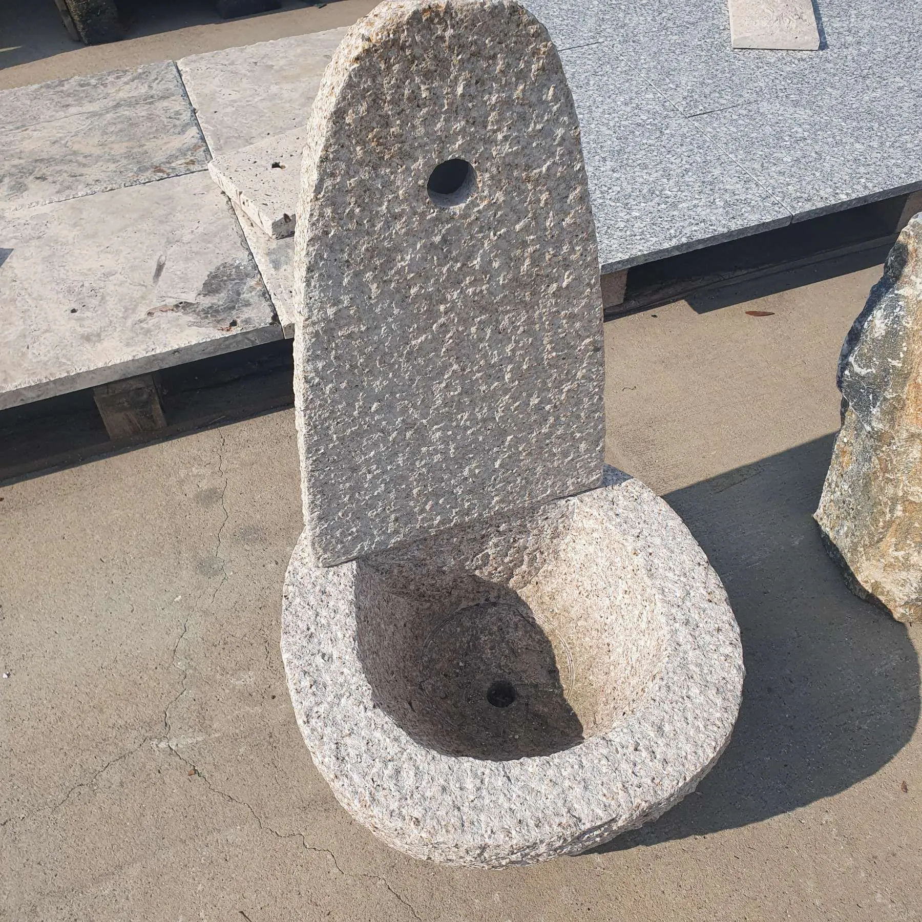 Free-standing yellow granite water fountain 3