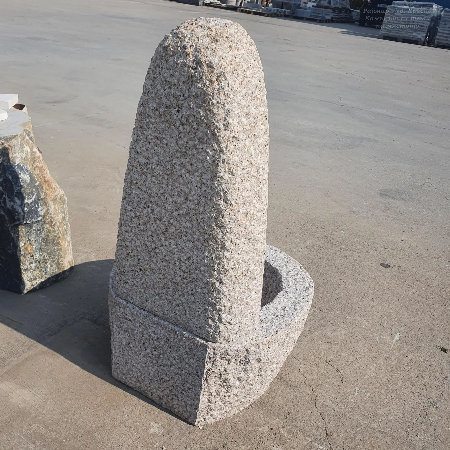 Free-standing yellow granite water fountain 8