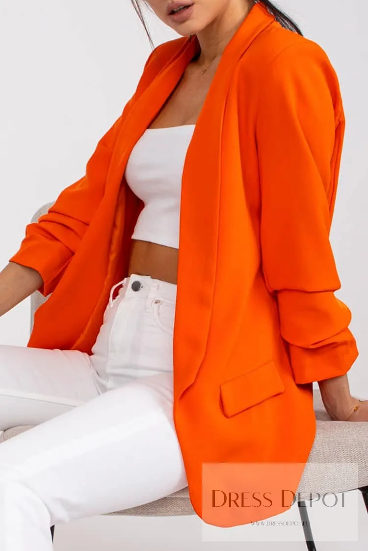 Дамско сако в оранжев цвят