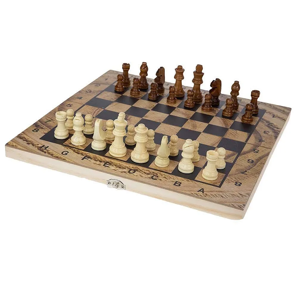 Дървен шах и табла комплект 3