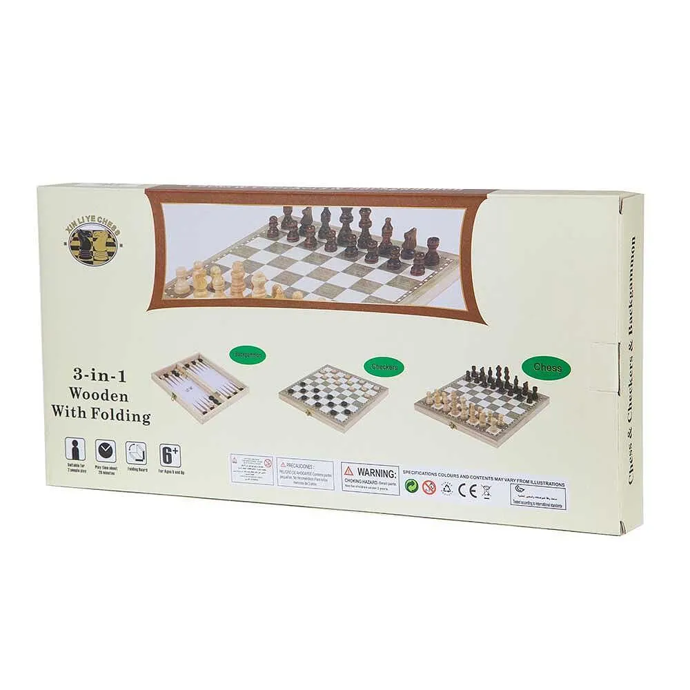 Дървен шах и табла комплект 5